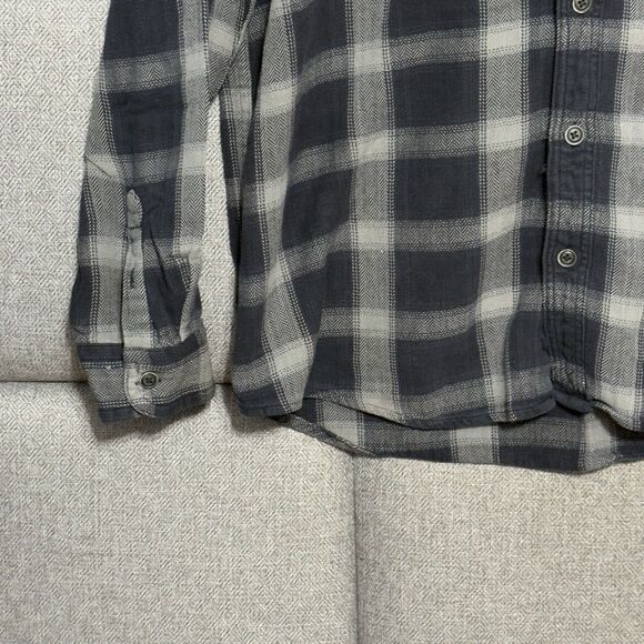 Ruff Hewn Men’s Flannel Shirt Black Grey Plaid Long Sleeve Button Front Size XL - Picture 2 of 15